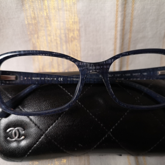Chanel 3187  Blue 54-17 Tweed Blue Eyeglasses Frames Italy - Picture 5 of 13